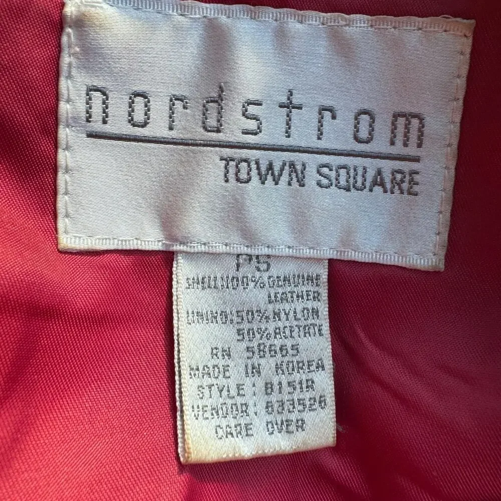 Vintage Nordstrom‎ Town Square Women’s Genuine Leather Jacket Red Petite 80s 90s